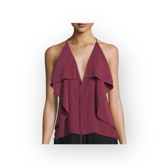 new Robert Rodriguez ✦ Chic Draped Overlay Strappy Silk Cami Top ✦ Wine 12 L XL - Picture 4 of 17